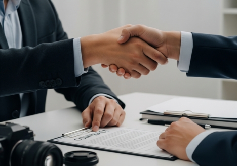 Businessfotograf im Gespräch mit Kunde – symbolisiert professionelle Zusammenarbeit