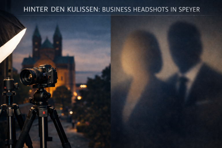 Hinter den Kulissen eines Headshot-Shootings in Speyer: Aufbau von Studio-Equipment und Lichtsetup durch Fotograf Ulrich Roth für professionelle Business-Porträts.