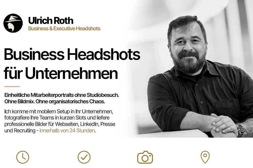 Business Headshots für Unternehmen: Einheitliche Mitarbeiterportraits ohne Studiobesuch