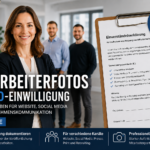 Mitarbeiterfotos im Unternehmen mit DSGVO-Einwilligung und Vorlage für klare Freigaben